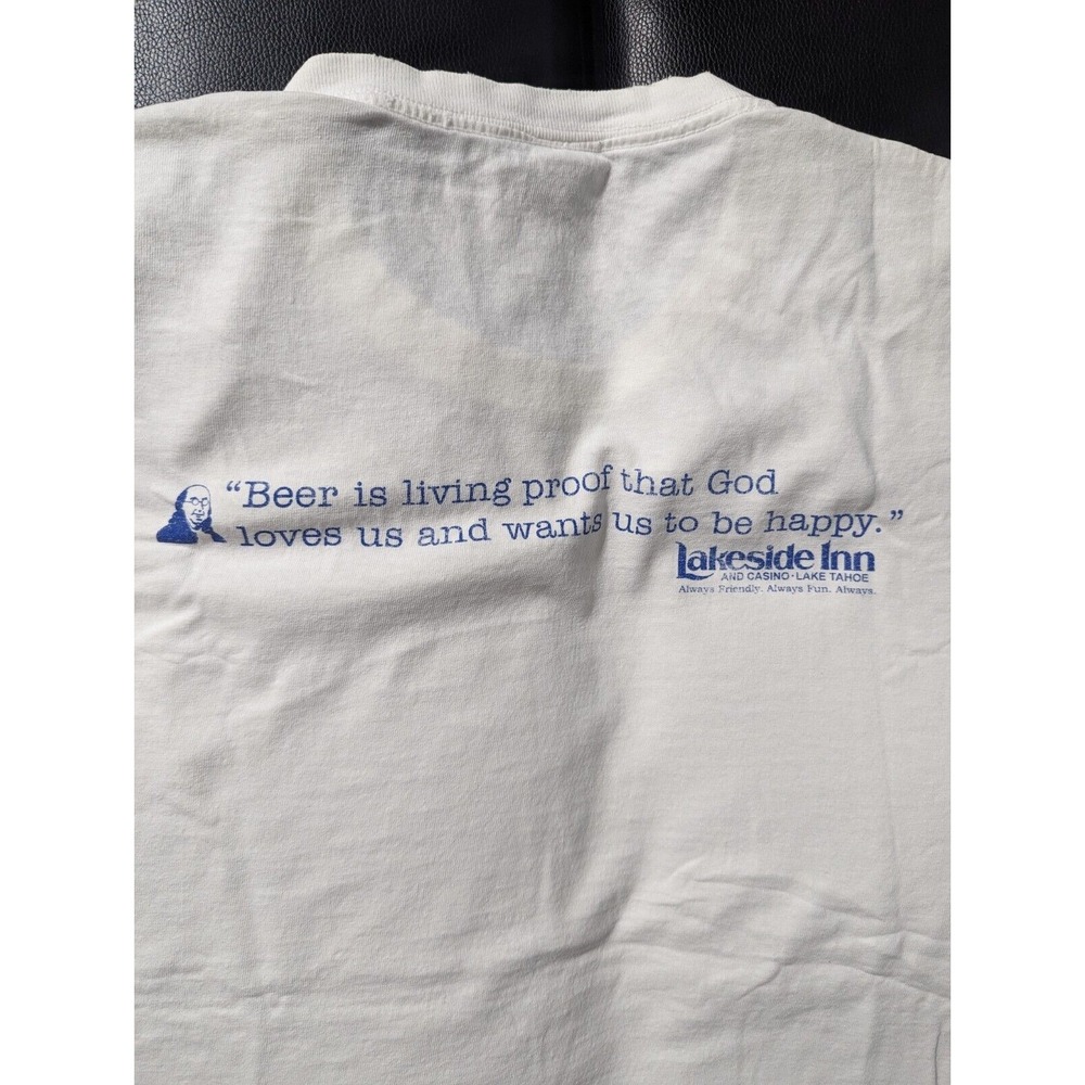 Vintage White Jerzees Funny Quote Bar Comic Casino Shirt M/L